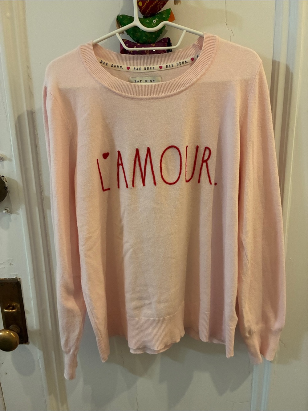 Rae Dunn Pink L❤️AMOUR Sweater-Size Large